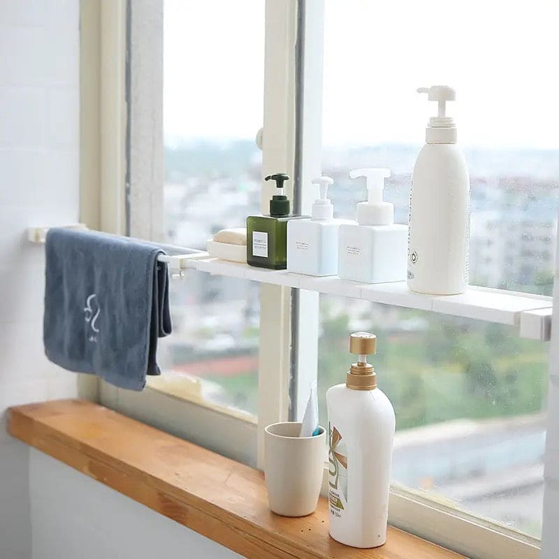Telescopic Rod Rack, Adjustable Closet Storage Shelve, Wall Mounted Partition Separator Board, Window Sill Retractable Storage Rack, Multipurpose Shelves Cabinet Holder, Retractable Gap Storage Rack