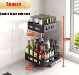 360° Rotation Spice Rack Organizer, Multi Layer Carbon Steel Kitchen Storage Rack, Non Skid Base Kitchen Storage Rack