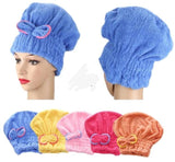 Microfiber Bowknot Towel Wrap, Quick Hair Drying Bath Towel, Spa Bowknot Wrap Towel Hat, Cap for Bath Bathroom, Comfortable Bath Spa Cap, Turban for Drying Curly Long Thick Hair, Highly Absorbent Hair Drying Towel