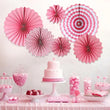 Set Of 6 Unicorn Paper Fan Flower, Chinese Style Red DIY Fan Flower Hanging Paper, Background Wall DIY Paper Flower Fan, Origami Fan DIY Party Supplies, Flower Round Pattern Paper Garlands Party Props