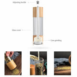 Manual Sea Salt Pepper Grinder, Cylindrical Wooden Salt and Pepper Grinder, Kitchen Seasoning Tool