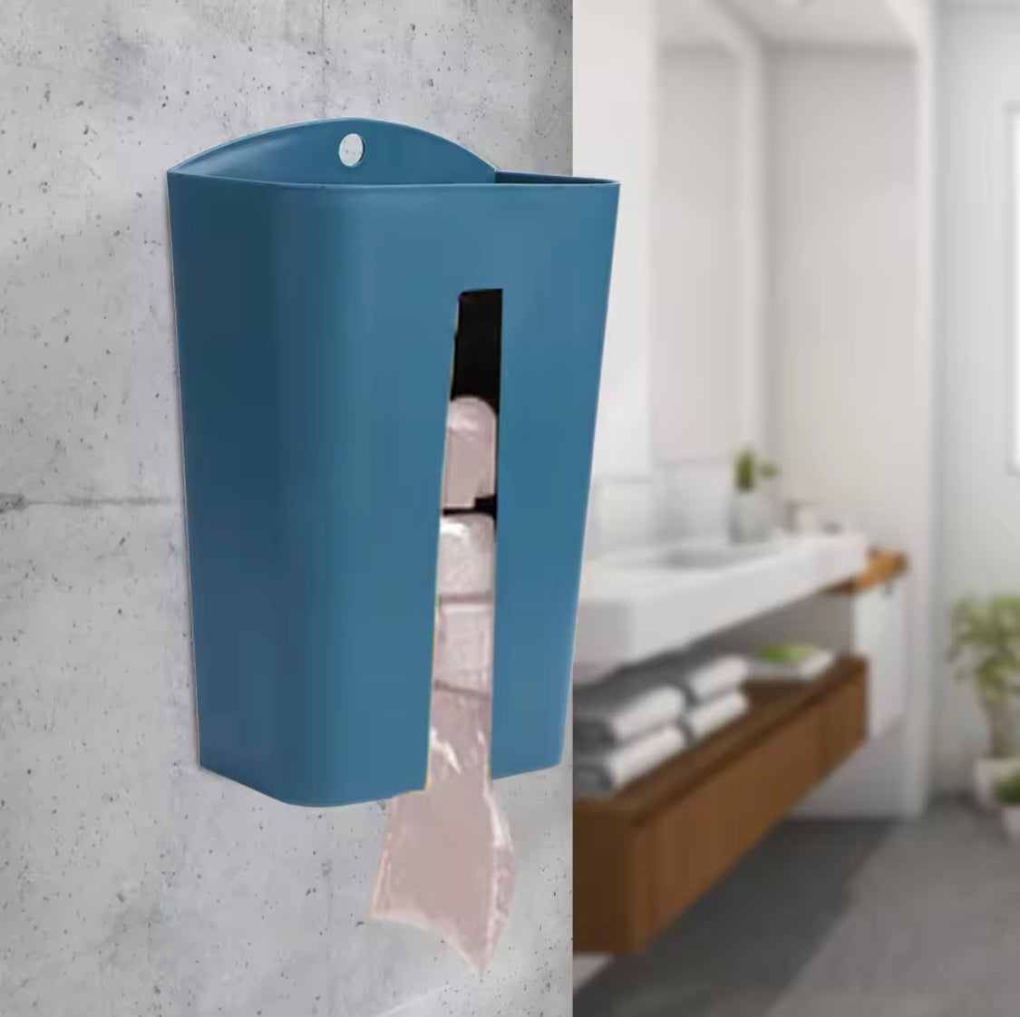 Garbage Bag Dispenser, Wall Mounted Garbage Bag Holder, Tissue Dispenser Container, Organizer Kitchen Decor