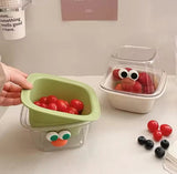 Cute Cartoon Double Layer Mini Drain Basket, Multifunctional Household Fruit Snack Storage Basket, Thickened Fruit Bowl