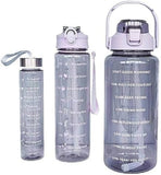 Pack Of 3 Transparent  Motivational Water Bottle, Large Capacity Water Bottle, Sports Water Bottle, Transparent Refillable Leakproof Water Bottle