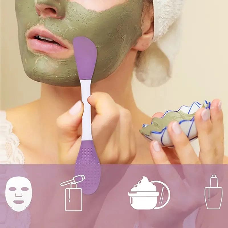 Double Head Silicon Facial Brush, Silicon Facial Massage Cleaning Brush, DIY Mud Film Scraper Facial Care Tool, Face Mask Clay Mask Applicator, Exfoliating Skin Care Home Makeup Tools