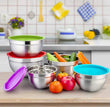 Set Of 5 Stainless Steel Mixing Bowl With Lid, Silicone Mixing Bowl Set, Salad Cooking Mixing Bowl, Stainless Steel Pots, Multifunctional Sealed Fresh Bowl Household, Kitchen Cooking Bowl