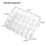 24 Grid Lipstick Holder, Acrylic Lipstick Nail Polish And Jewellery Display Rack, Visible Clear Cosmetic Makeup Brush Stand, Reusable Beauty Organizer, Large Capacity Clear Vanity Versatile Usage Makeup Storage Case