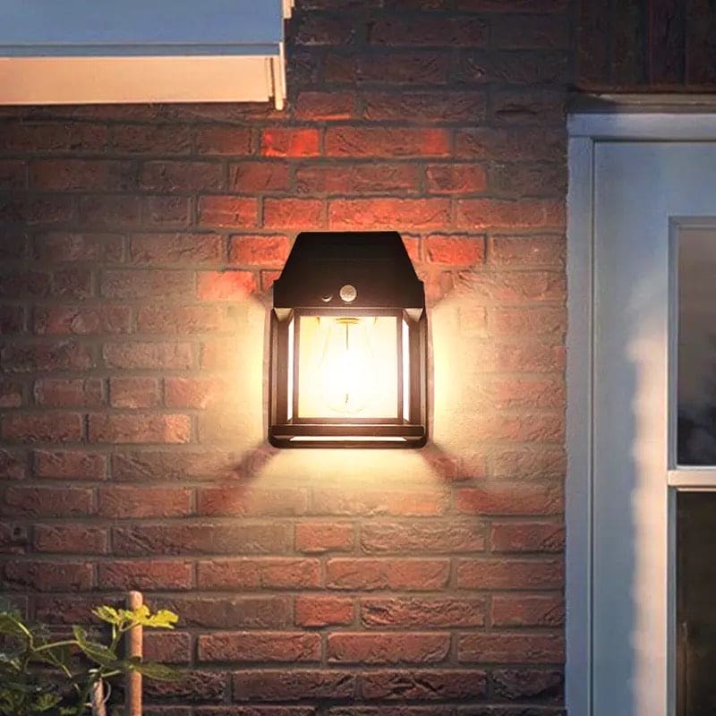 Outdoor Solar Lamp, Solar Tungsten Filament Lamp, Waterproof Intelligent Induction Lantern, Wireless Dusk to Dawn Porch Light, Outdoor Wall Light with Motion Sensor, Courtyard Garden Villa Lighting Night Light, Sunlight Prowered Motion Sensor Lamp