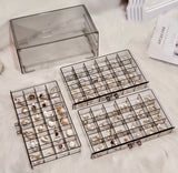 Multi Layer Transparent Jewellery Storage Box, 3 Layer Desktop Ring Earring Sorting Box, Dressing Table Drawer Style Storage Box