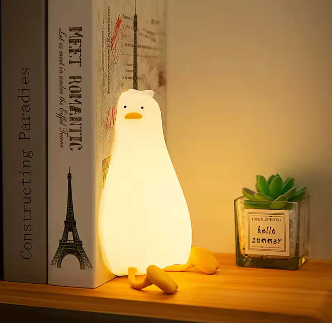 Rechargeable Lazy Duck Lamp, Multipurpose Silicon Touch Sensor Tap Light, Baby Kids Bedside Night Light, Duck Shape Mobile Phone Holder, Duck Lamp For Room Decoration