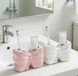 Elegant Bow Shape Cosmetic Brush Organizer, Decorative Beauty Brush Holder, Dual Purpose Ceramic Bow Organizer, Vanity Storage Holder