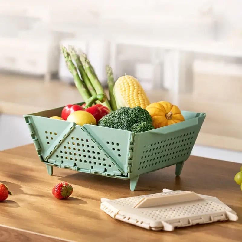 Multifunctional Foldable Storage Basket, Ventilated Desktop Storage Organizer, Folding Draining Basket, Home Organization And Storage Supplies Basket, Kitchen Household Storage Bin