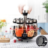 6PCS Rotating Spice Rack Set – 360 Degree Glass Seasoning Jar Organizer