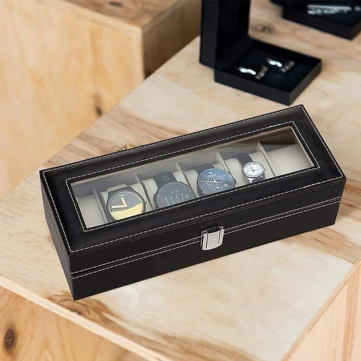 PREMIUM QUALITY 6‑Slot Watch Box | Premium PU Leather Watch Storage Case