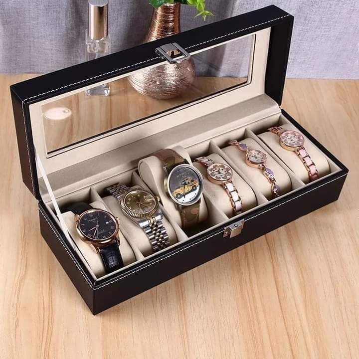 PREMIUM QUALITY 6‑Slot Watch Box | Premium PU Leather Watch Storage Case