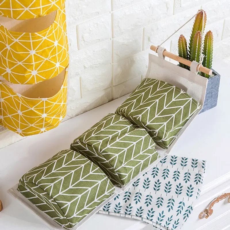 3 Pocket Hanging Storage Bag, Wall Pocket Hanging Holder, Multipurpose Sundry Storage Pocket, Linen Bathroom Toiletry Home Decor Hanging Bag, Creative Cotton And Linen Waterproof Storage Hanging Bag, Wardrobe Door Hanging Storage Bag