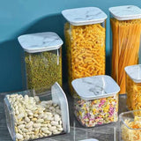 Marble Transparent Storage Jar, Kitchen Square Jar with Lid, Multigrain Tank Container for Cereal, Stackable Kitchen Bulk Sealed Cans, Airtight (500ml, 600ml, 800ml, 1200ml) Food Organizer