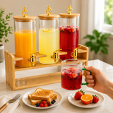Elegant Beverage Serving Rack with 3 Dispensers, Luxury Juice & Lemonade Serving Station, Beverage Dispenser with 6pcs Cup Set