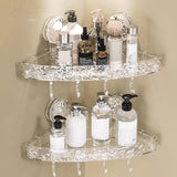 Transparent Corner Shower Shelf with Suction Cups – No Drill Bathroom Storage Rack with Hooks