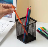 Metal Mesh Pen Holder, Pen Pencil Stationary Holder, Black Metal Stationary Organizer, Creative Metal Pen Holder, Pen Stand For Office Table, Sleek Black Stationary Cup