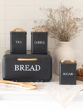 Set of 4 Nordic Bread Box & Canister Set, Modern Kitchen Bread Storage Set, Vintage Style Bread Storage Set, Home Essentials Bread Bin Set
