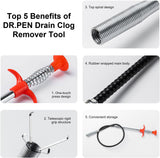 Pipe Drain Cleaner Tool – Flexible Sink & Bathroom Drain Hair Remover Grabber - 85cm