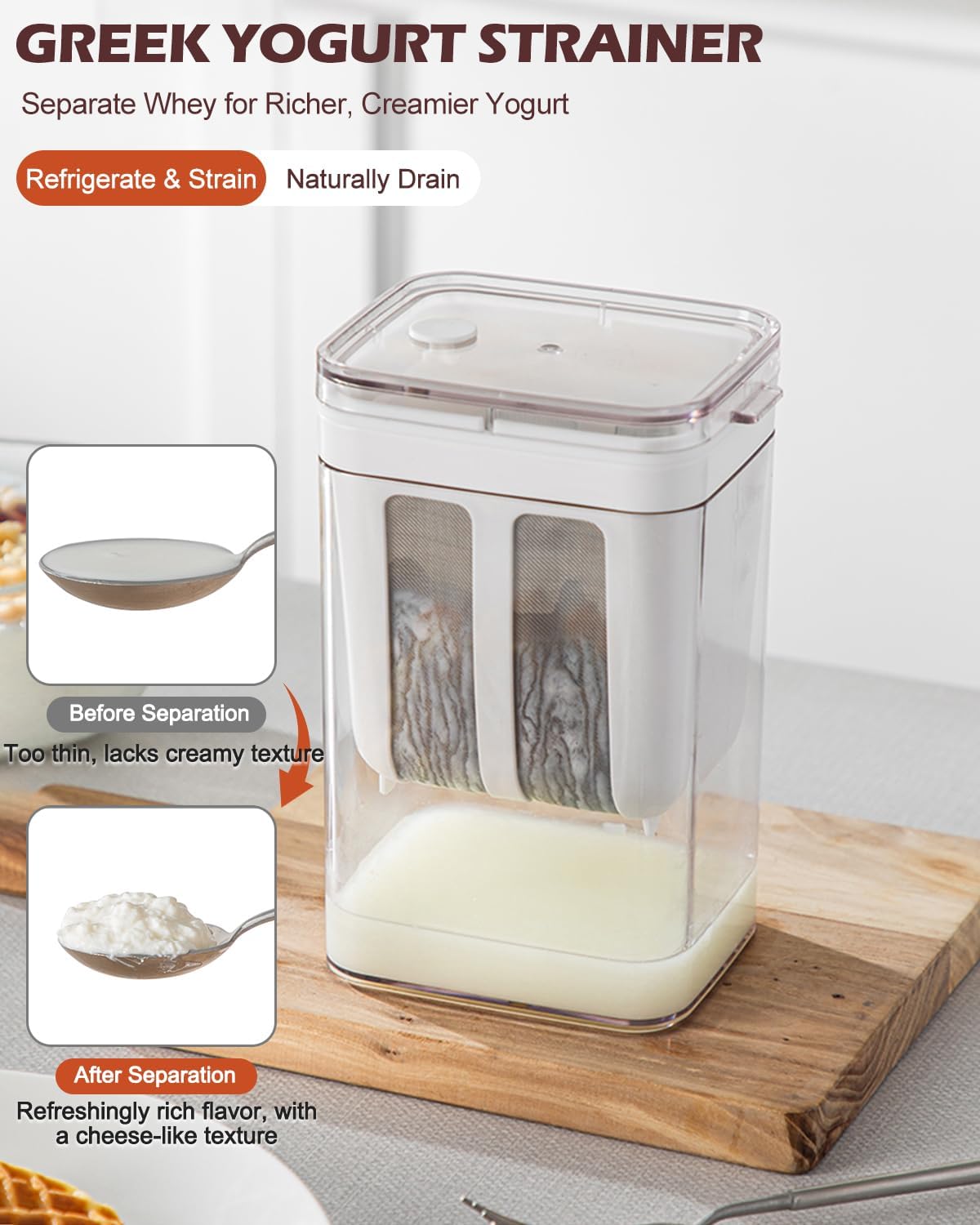 Fine Mesh Stainless Steel Greek Yogurt Strainer with Lid