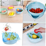 360° Rotation Double Drain Basket – Detachable Colander & Mixing Bowl