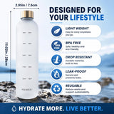 1L Frosted Time Marker Water Bottle – BPA Free Leakproof Gym Bottle
