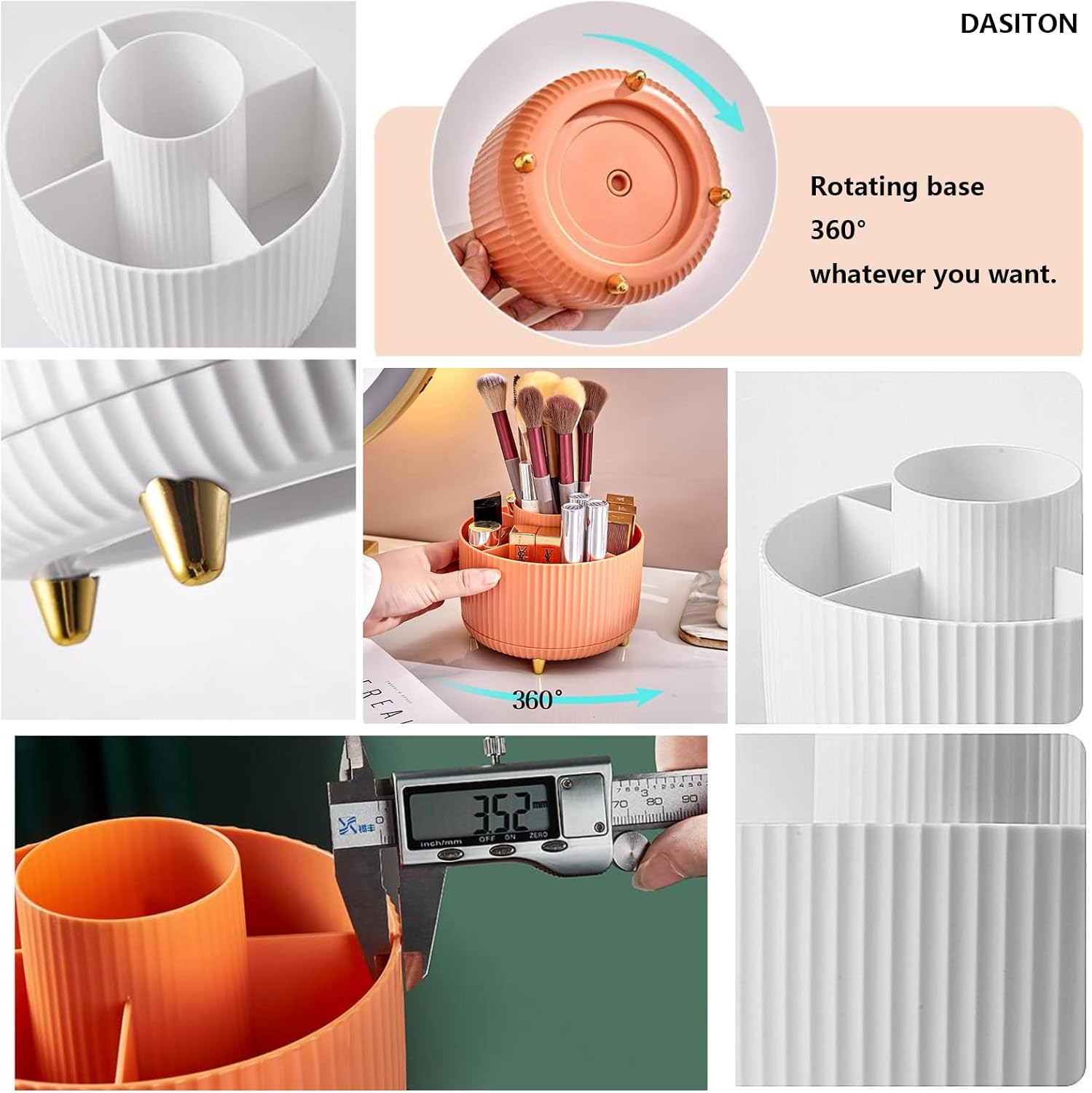 Large Capacity Makeup Brush Holder,360° Rotating Makeup Organizer,5 Slot Makeup Brushes Cup,for Vanity Decor,Bathroom Countertops,Desk Storage Container,Cosmetic Display cases