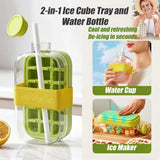 2-in-1 Ice Cube Tray Water Bottle 500ml | Portable Ice Maker Bottle with Straw