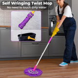 Telescopic Twister Mop with Microfiber Head – Self Wringing Floor Cleaning Mop