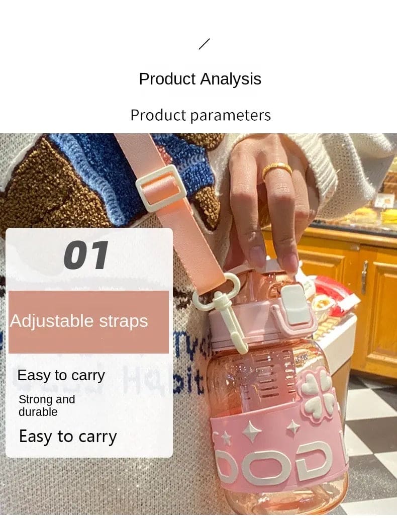 1L Student Summer Water Bottle, Fashion Plastic Bottle with Straw, Outdoor Sport with Tea Separator for Kids, 900ml Beverages Dispenser, Portable Drinking Water Bottle, Portable Drink Bottle For Outdoor, Kids Water Sippy Cup
