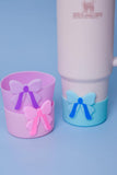 Cute Bow Silicone Cup Boot And Straw Topper, Silicone Tumbler Protective Case, Anti-Slip Tumbler Cup Boot, Dust Proof Cup Boot And Straw Topper