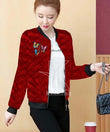 Printed Velvet Zipper Jacket