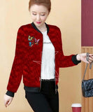 Printed Velvet Zipper Jacket
