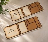 Set of 2 Adorable Bread Design Kitchen Mat, Cute Toast Character Floor Mat, Anti Slip Floor Mat