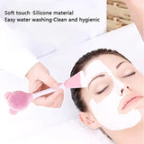Bear Double Head Face Brush, Silicone Mud Film Facial Brush, Multifunctional Long Handle Silicone Applicator Women, Face Mask Cream Sticks Brush, Facial Mask Applicator, Makeup Removal Scrubber,  Portable Salon Spa Facial Cleansing Brush