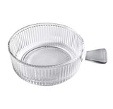 Elegant Ribbed Glass Bowl With Handle, Tableware Glass Salad Bowl, Transparent Glass Food Bowl,     Ribbed Glass Yogurt & Dessert Bowl