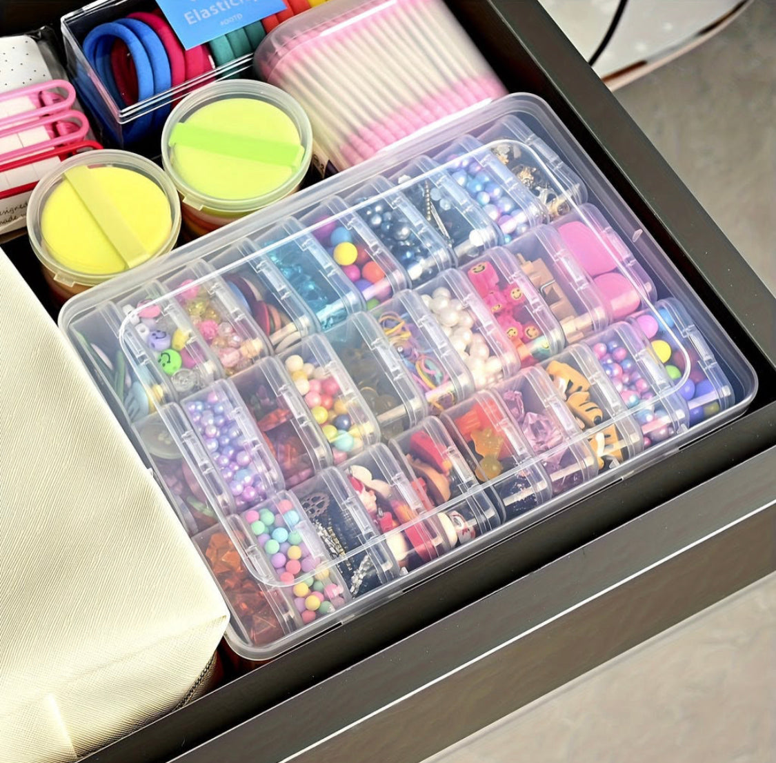 Transparent Bead Storage Organizer Box, Multi Compartment Craft Organizer, Mini Bead Collection Organizer