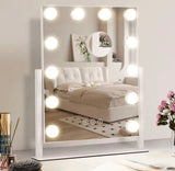 Smart Touch Vanity Mirror with Lights, Vanity Makeup Mirror with 3 Dimmable LED Bulbs, Rotatable Dressing Tabletop Mirror
