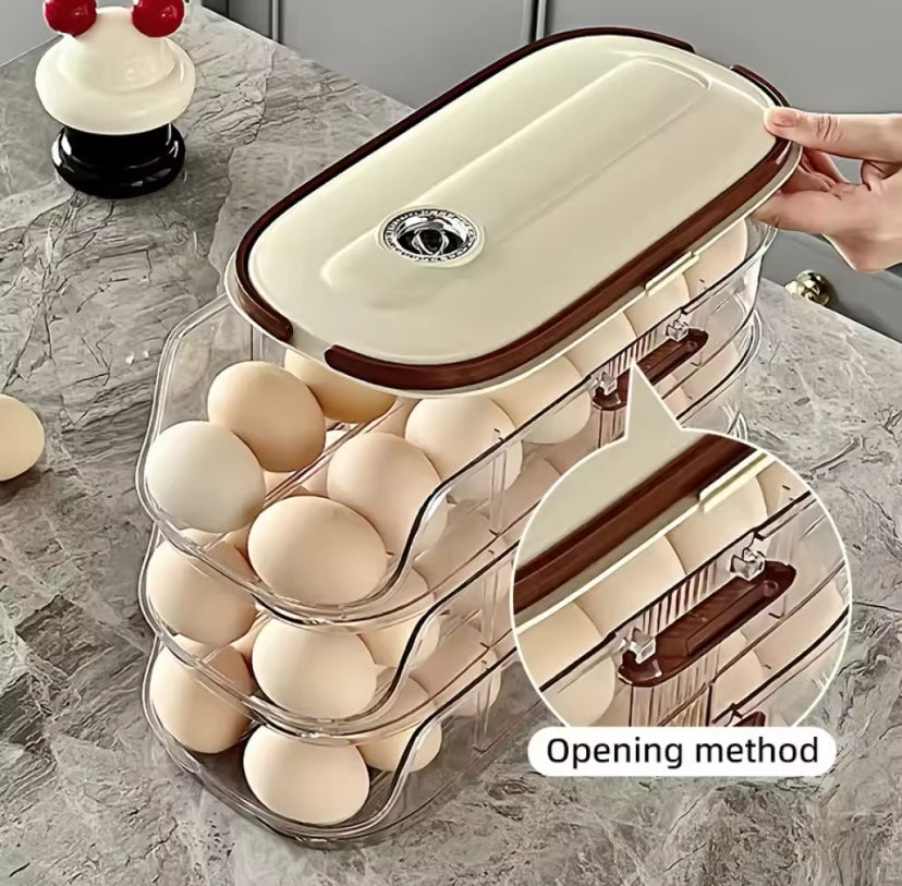 Transparent Automatic Rolling Egg Container, Refrigerator Egg Storage Box, Refrigerator Egg Shelf