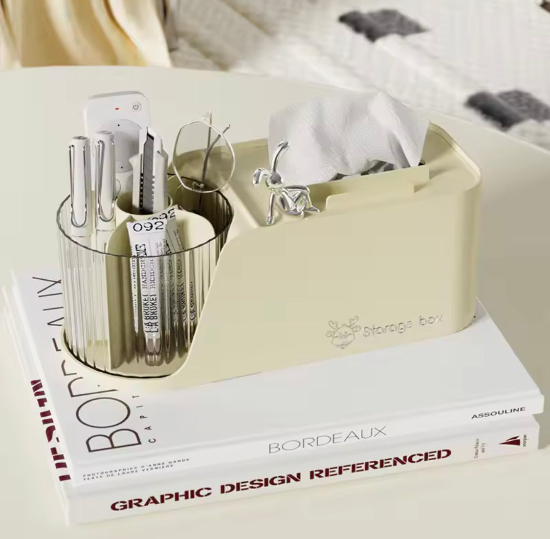 Multifunctional Rotating Pen Holder With Tissue Box, Creative Phone Holder With Tissue Dispenser, Desktop storage box
