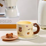 400ml Ceramic Coffee Mug With Silicone Lid, Cute Morning Milk Tea Cup (1 Pc)