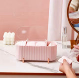 Desktop Cotton Swabs Storage Case, Cosmetic Storage Box With Lid, Beauty Blender Storage Organizer, Makeup Cotton Wipes Organizer