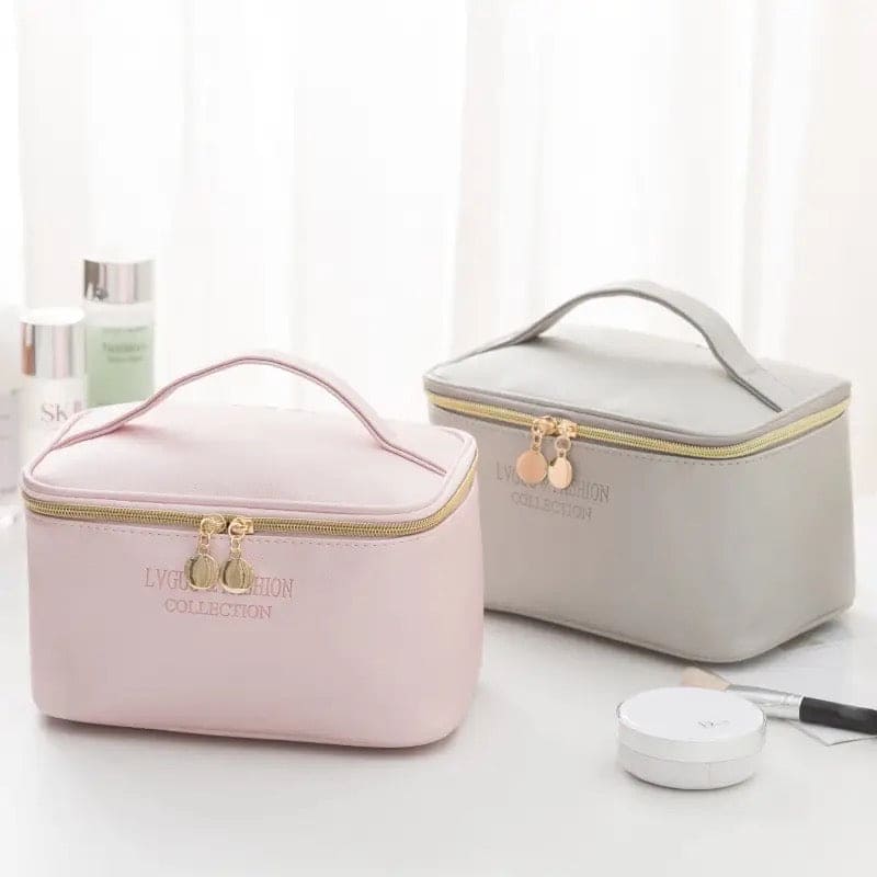 Set Of 3 Female Leather Makeup Pouch, Cute Preppy Makeup Bag, Multifunction Women Cosmetic Bag, Travel Toiletry Storage Organize Handbag, Waterproof Female Makeup Case, PU Leather Zipper Make Up Bag, Soft Leather Makeup Bag