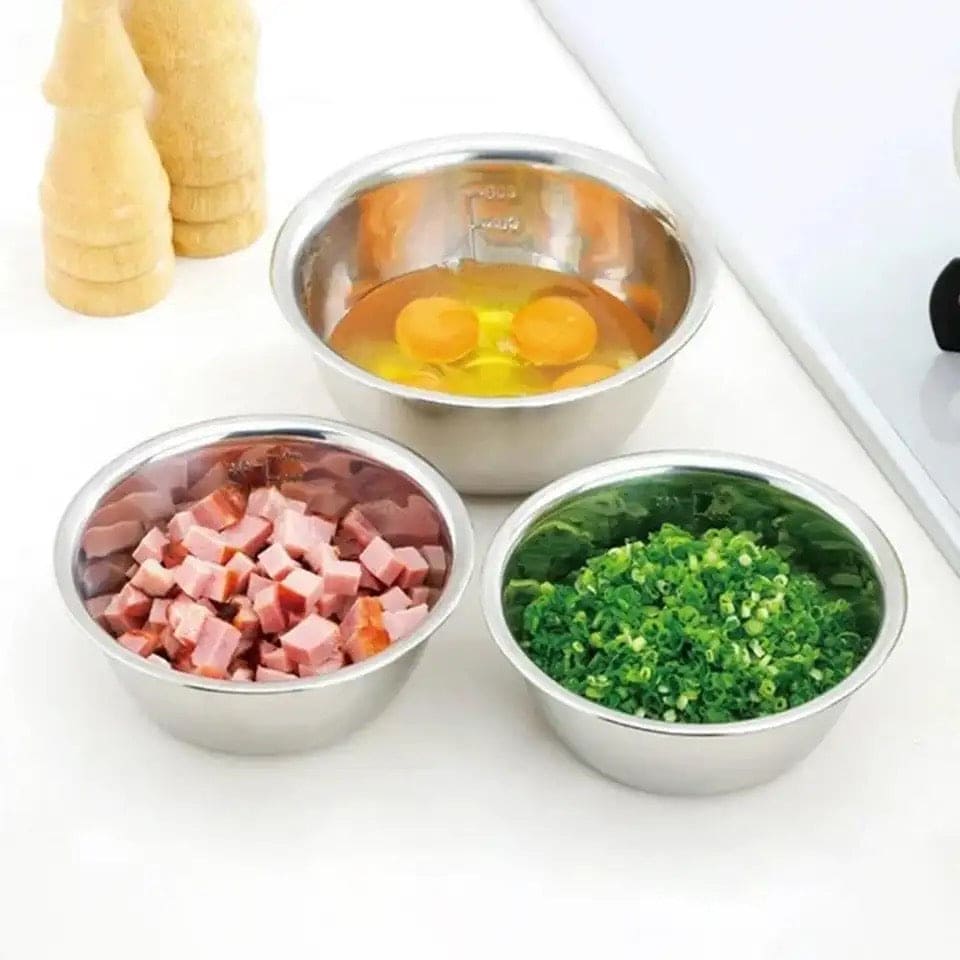 Set Of 5 Metal Mixing Bowls, Non Slip Nesting Whisking Bowls Set, Mixing Bowls For Salad Cooking Baking Food Container, Stackable Portable Cooking Nesting Storage Bowls For Home Kitchen Outdoor Camping, Rust-proof Food Storage Prep Bowl