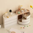 Creative Semicircle Storage Box, 3 Layer Travel Jewelry Box, Multi Layer Countertop Makeup Organizer, Multifunctional Half Circular Dressing Beauty Box, Student Stationery Cosmetic Storage Organizer