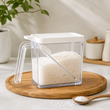 Airtight Transparent Spice Storage Container, Spice Keeper with Easy Scoop, Kitchen Seasoning Box with Spoon, Multipurpose Seasoning Storage Jar