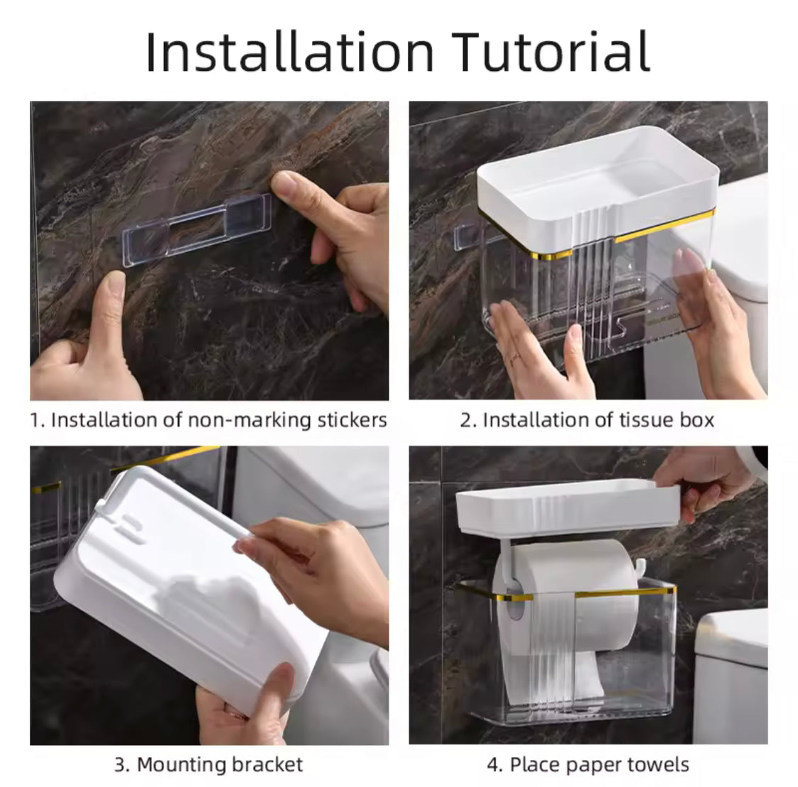 Punch Free Toilet Paper Holder, Paper Towel Bathroom Organizer, Hand Wiping Tissue Dispenser, Toilet Tissue Rack